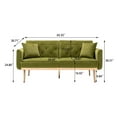 thumbnail image 2 of Convertible Sofa Sleeper with 2 Pillows, Accent Velvet Sofa Upholstered Couch Loveseat with Adjustable Backrest and Golden Metal Legs, Futon Sofa Bed with Square Arm for Living Room, Olive, 2 of 7