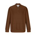 thumbnail image 6 of IYTR Men's Round Neck Sweatshirt Solid Color Long Sleeve Zipper Pullover Sweatshirt Loose Fashion Casual Sweater Brown M, 6 of 6