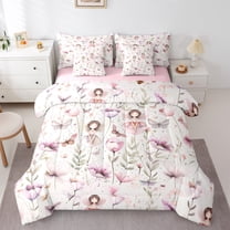 Manfei Chic Elf 7-Piece Bedding Comforter Set,Rustic Flower King Bedding Sets,Romantic Fairy Tale Theme Bed Sheets For Girl Teens,Microfiber Bedroom Decor Reversible