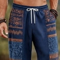 thumbnail image 4 of Bxsruta Mens Casual Pants Elastic Waist Boho Trousers Drawstring Loose Fit Summer Beach Lounge Pants, 4 of 4
