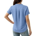 thumbnail image 6 of UAMVSH Womens Linen Shirts Short Sleeve V Neck Button T Shirts Dressy Casual Business Work Blouses with Pocket Summer Outfits, 6 of 7