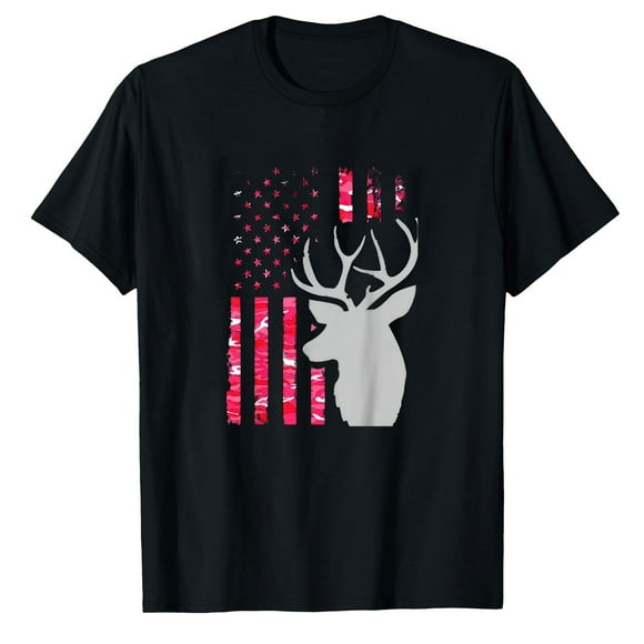 AALJY T-Shirt de Chasse au Buck Camouflage Drapeau Américain Rose Camo pour Femmes