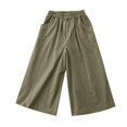 thumbnail image 2 of Jalioing Girls Summer Wide Leg Pants Quick Dry Elastic Waist Ankle Length Palazzo Pants Baggy Casual Trousers, 2 of 4