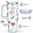 thumbnail image 3 of 40oz Funny Nurse Life Stainless Steel Flip Straw Tumbler Spill Proof Travel Cup Double Wall Vacuum Insulated Coffee Mug with Handle, 3 of 6
