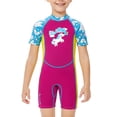 thumbnail image 1 of Soidarity Bañador de una pieza para niños de 2,5 MM, traje de baño de manga corta con protección solar para mantener el calor, traje de Surf para Deportes acuáticos rojo púrpura L, 1 of 1