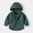 thumbnail image 2 of Hinvhai Toddler Boys Windbreaker Casual Outerwear Kids Lightweight Zip Hooded Jacket Baby Cute Dust Coat Army Green 9 Years, 2 of 3