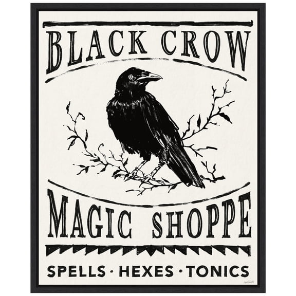 Amanti Art Black Crow Halloween Dark Framed Canvas Wall Art Print