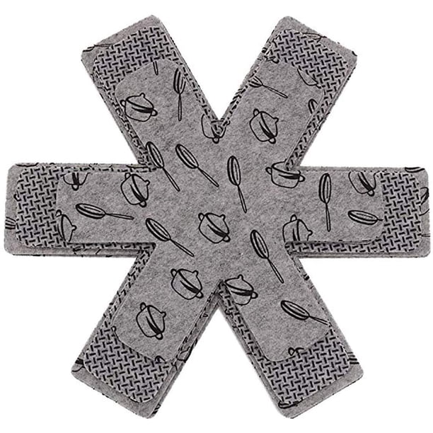 Protectores de ollas y sartenes, juego de 12, 3 tamaños, juego de protectores de utensilios de cocina, separador de sartenes antideslizante, revestimientos de sartenes para apilar, juego de