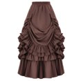 thumbnail image 2 of BLTIBY Women Renaissance Skirt Victorian Steampunk Skirt Tiered Elastic Waist Adjustable A-Line Vintage Swing Goth Punk Medieval Clothes Vampire Halloween Gothic Skirt Brown 3XL, 2 of 6