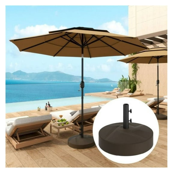 Umbrella Base, 22 Inch Patio Parasol Stand - 66lbs Capacity, HDPE Plastic, for 9.8ft Umbrellas, 1.4"-1.9" Pole, Garden, Deck, Poolside
