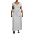 thumbnail image 4 of Ella Samani Plus Size Short Sleeve Maxi Wrap Dress, 4 of 6