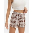 thumbnail image 5 of Womens Low Waisted Plaid Print Pajama Lounge Pants Elastic Cute Button Shorts, 5 of 6