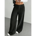 thumbnail image 4 of Women Solid Corduroy Wide Leg Pants Button Front Zipper Straight Pants with Pockets, 4 of 8