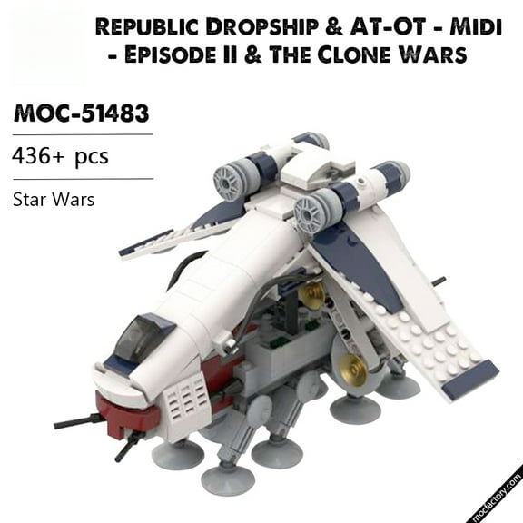 MOC-51483 Republic Dropship Model Building Blocks Set Assembly MOC Bricks Toys Collection Gift