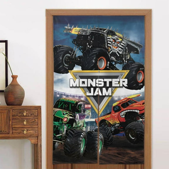 Window Blackout Curtains Monster Truck Jam Door Curtain Indoor Partition Shading Decor for Doorways Bedroom 2 Panel