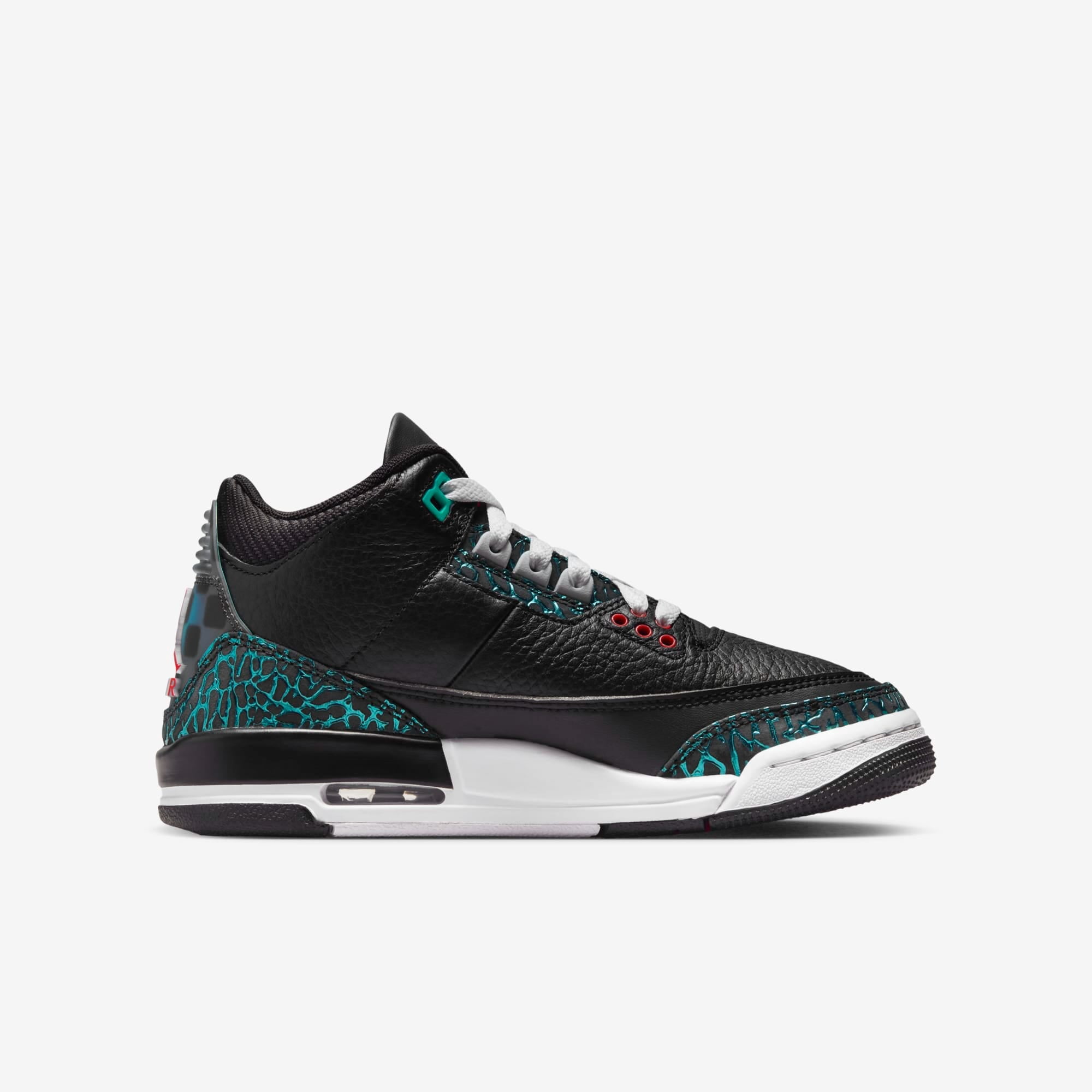 Nike Air Jordan 3 Retro Black/Siren Red-Hyper Jade  FV5437-001 Grade-School Size 6.5
