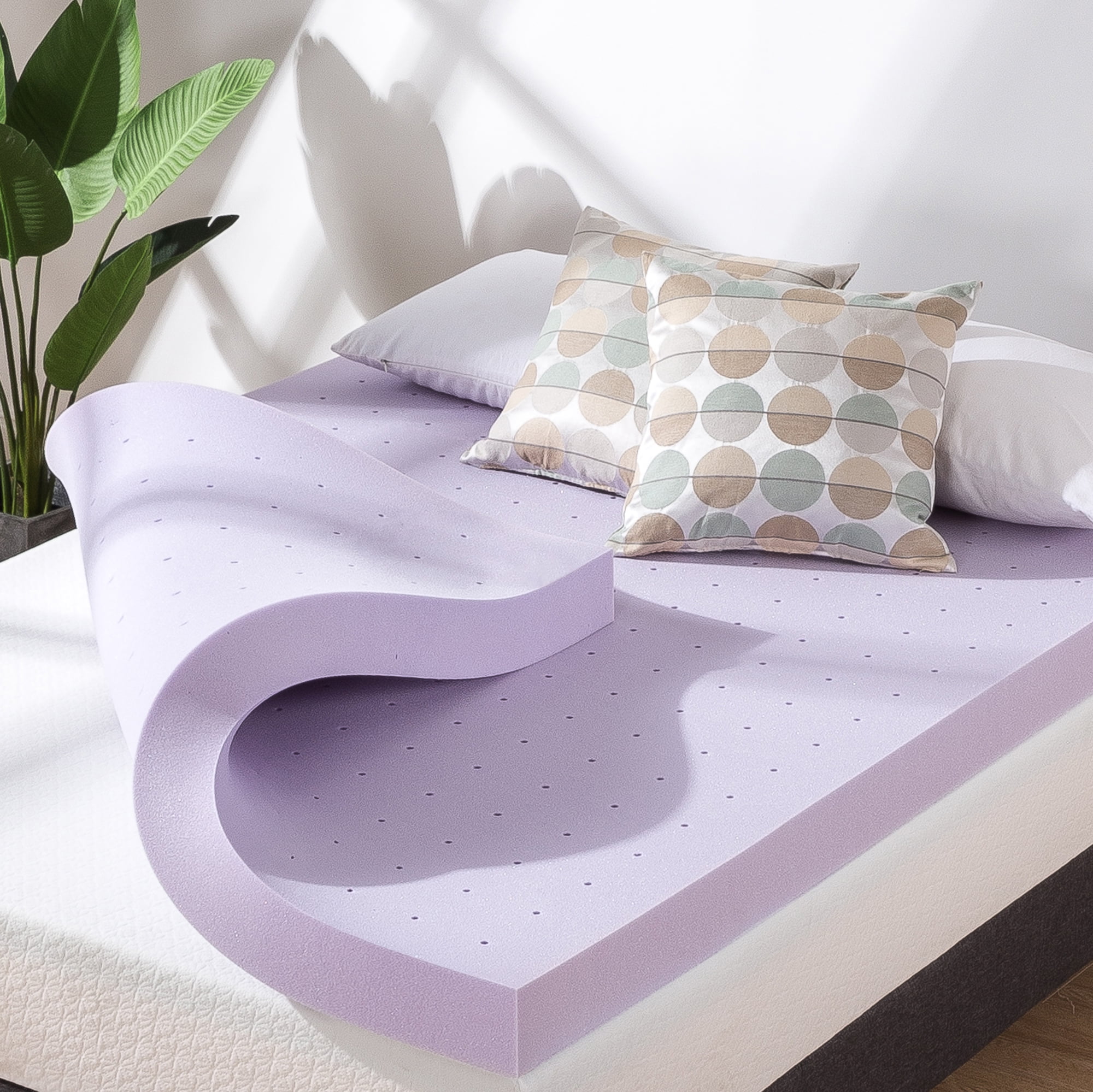 Mellow Memory Foam Mattress Topper Twin Ventilated with Lavender