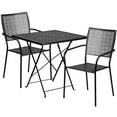 thumbnail image 2 of BizChair Commercial Grade 28" Square Black Indoor-Outdoor Steel Folding Patio Table Set with 2 Square Back Chairs, 2 of 5