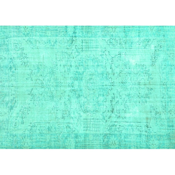 Ahgly Company Machine Washable Indoor Rectangle Persian Turquoise Blue Traditional Area Rugs, 4' x 6'