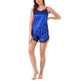 thumbnail image 2 of INSPIRE CHIC Women's Lace Cami Shorts Sleepwear V Neck Camisole Satin Pajamas Set XS-XXL Royal Blue XX-Large, 2 of 7