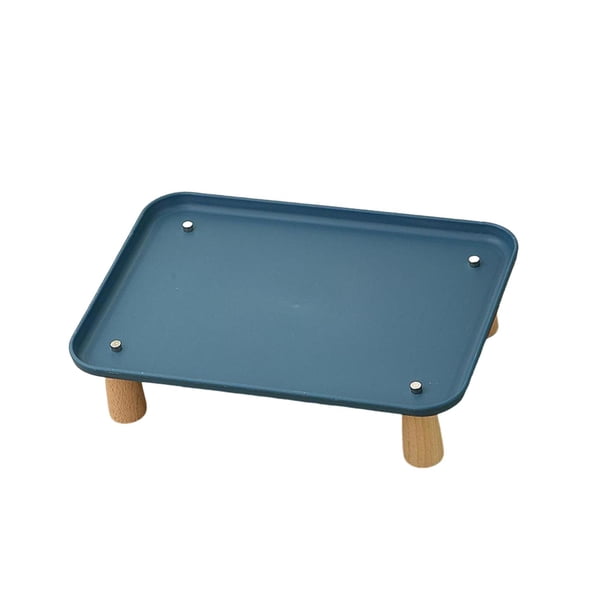 Soporte elevado para cuenco para gatos, cómodo, lavable, protege el cuello, suministros para mascotas, soporte para plato de alimentación para Azul oscuro