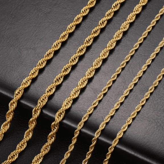 Real 14K Yellow Gold Chain 2.5 mm 18'' Solid Rope Chain