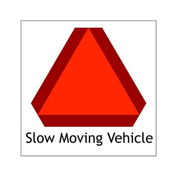 CafePress - Slow Moving Vehicle Sign Rectangle Sticker - Square Sticker 3" x 3"