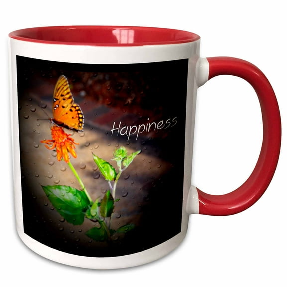 3drose, an Inspirational Pictures with a Butterfly, 11oz Two-tone Red Mug