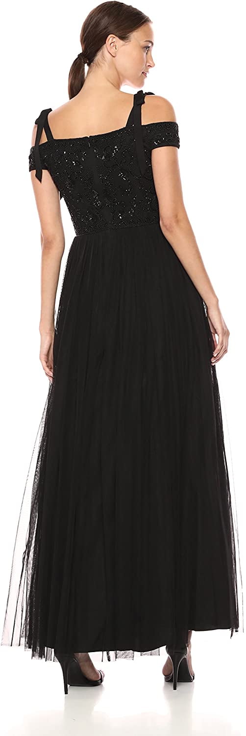 adrianna papell off the shoulder beaded dress