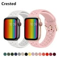 thumbnail image 1 of Silicone Strap for Apple Watch Band 44mm 40mm 45mm 41mm 42mm 38mm Breathable Sport Wristband for iWatch Series 6 3 4 5 SE 7 2 1, 1 of 9