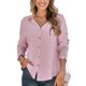 thumbnail image 2 of Blusa Con Cuello En V Cuello En V Blusa De Un Solo Pecho Panel De Encaje De Poliéster Camisa De Manga Larga Para Mujer Para Otoño E Invierno Rosa XL ANGGREK Otros, 2 of 8