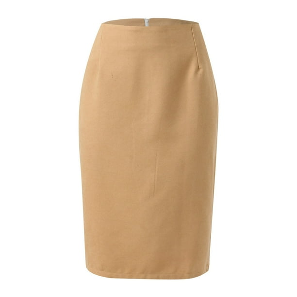 Falda midi de cuadros de cintura alta para mujer - Largo hasta la rodilla, ajustada y con abertura - Ropa informal de oficina para otoño/invierno (S-XXL)
