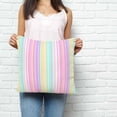 thumbnail image 3 of Throw Pillow Covers 26x26 Inch, Pink Aqua Stripes Decorative Pillow Cases for Couch Sofa Bed, Geometric Yellow Geometric Cotton Linen Square Home Decor Pillowcases with Hidden Zipper, 3 of 7