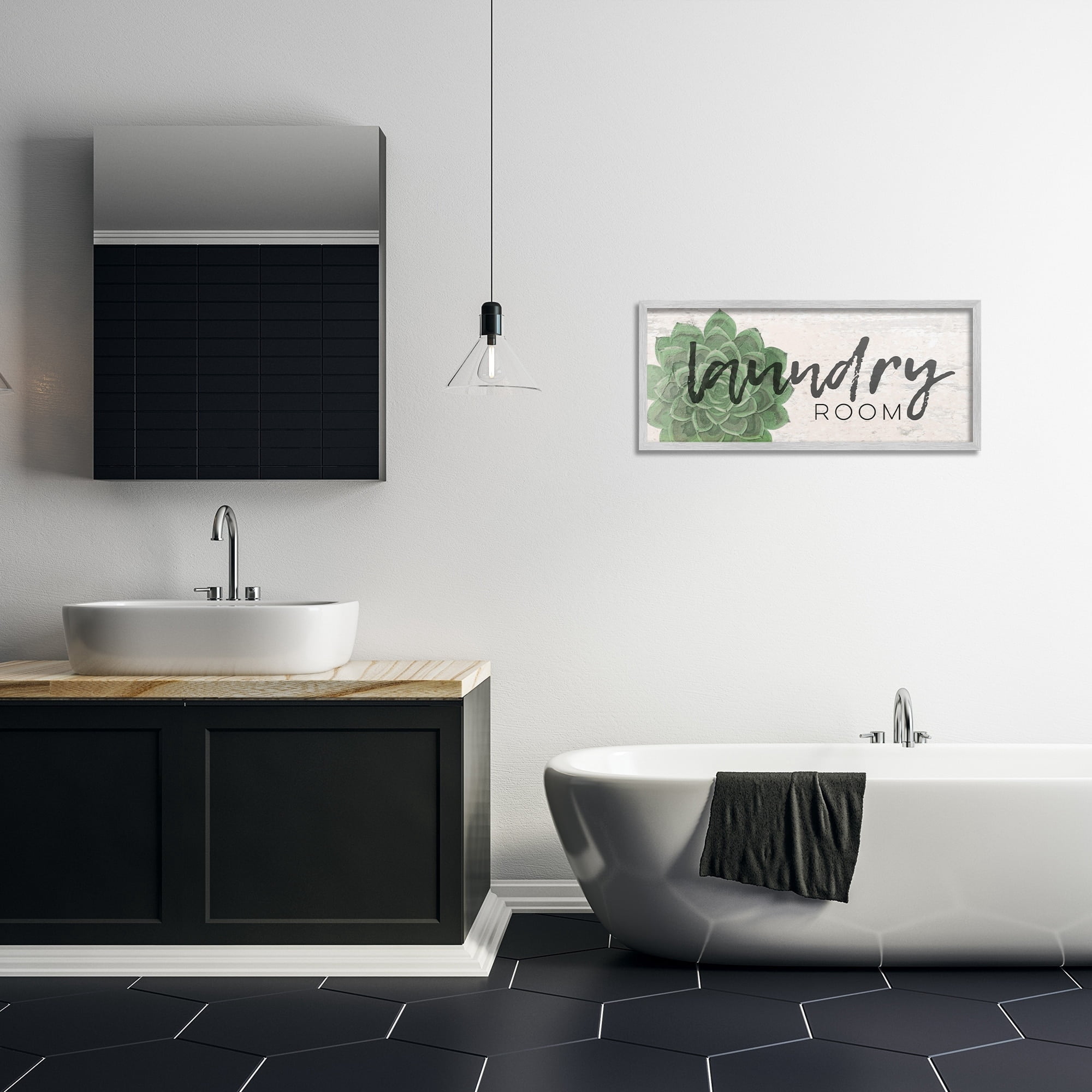 Stupell Industries Laundry Room Green Succulent Soft Textured Paper Look, 13 x 30,Design by Jessica Mundo