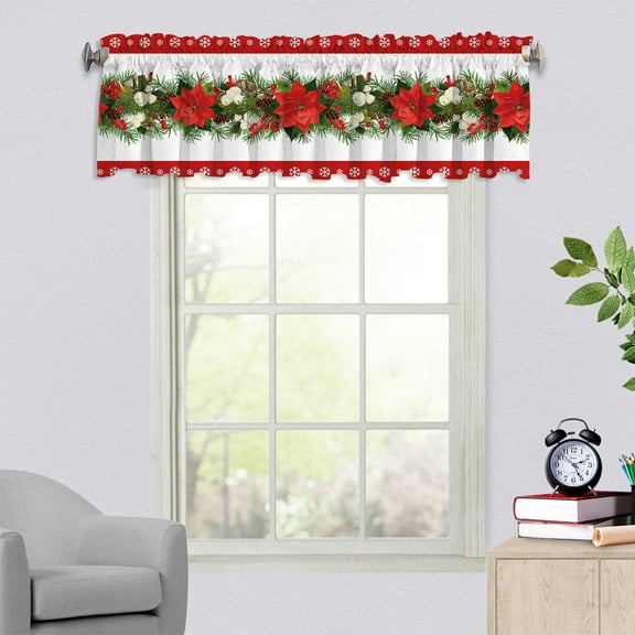 Dongrere Christmas Curtains for Kitchen - 53.9x17.7 Inch Window Valance for Christmas, Polyester Decor