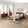thumbnail image 4 of Pemberly Row Walnut Brown Wood and Rattan Queen Size 4-Piece Bedroom Set, 4 of 14