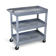 Luxor 18" x 32" Three Shelf Heavy Duty Tub Utility Cart - Gray