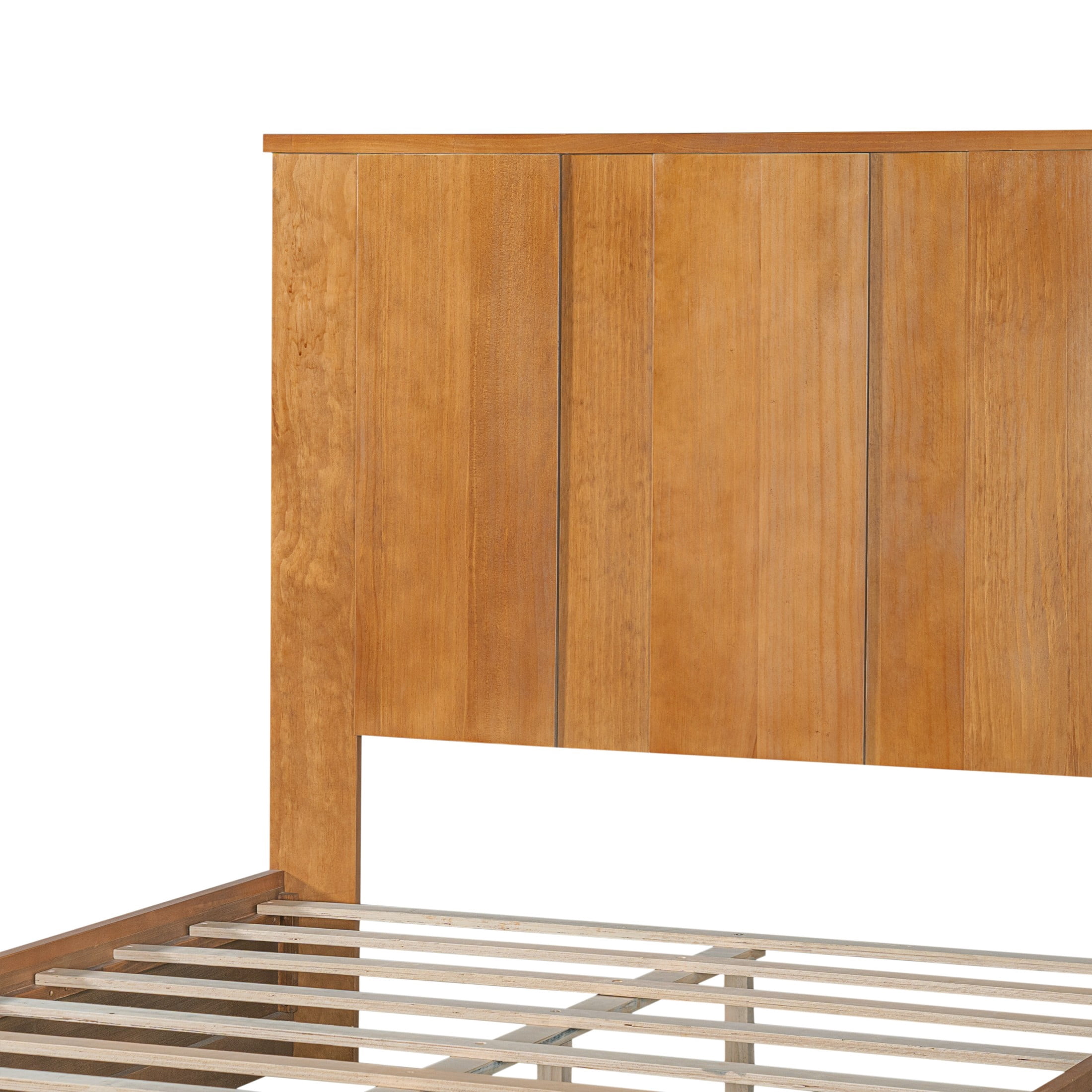 Christopher Knight Home Retro Queen Size Wood Platform Bed with 56" High Panel Headboard, Natural