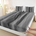 thumbnail image 3 of Homewish Wave Striped Lines Bed Sheets,Modern Abztract Geometric King Sheets,Gray Black White Sheet Set For Teens,4 Pieces, 3 of 7