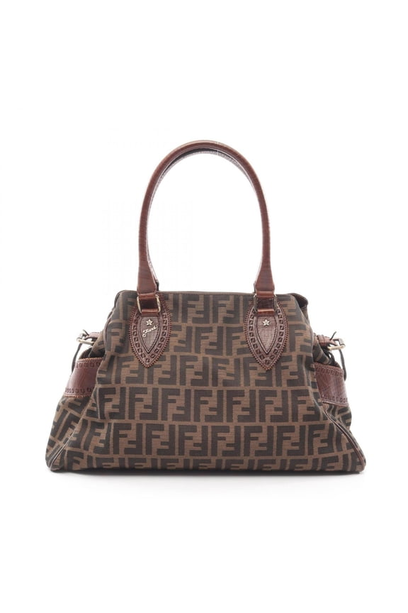 Pre-Owned Fendi Etnico Zucca Tote Bag Handbag Canvas Leather Women's Brown/Black