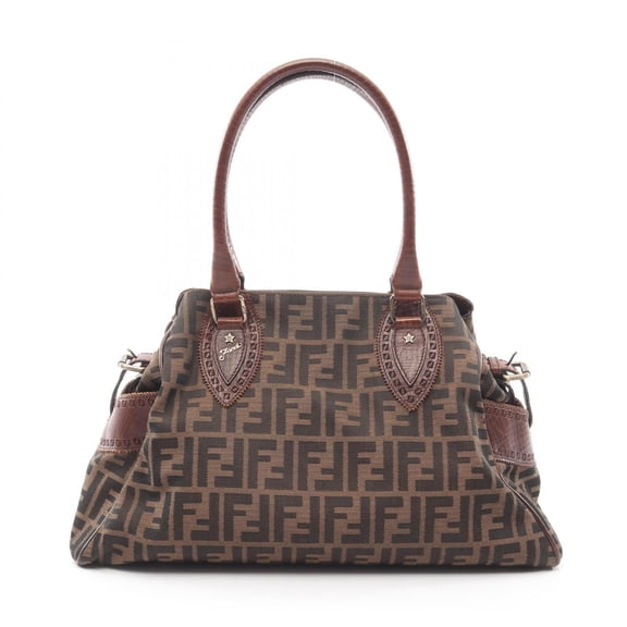 Pre-Owned Fendi Etnico Zucca Tote Bag Handbag Canvas Leather Women's Brown/Black