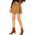 thumbnail image 5 of INSPIRE CHIC Women's Faux Suede A-Line Skirt Faux Leather Belt with Tie Mini Skirts, 5 of 6