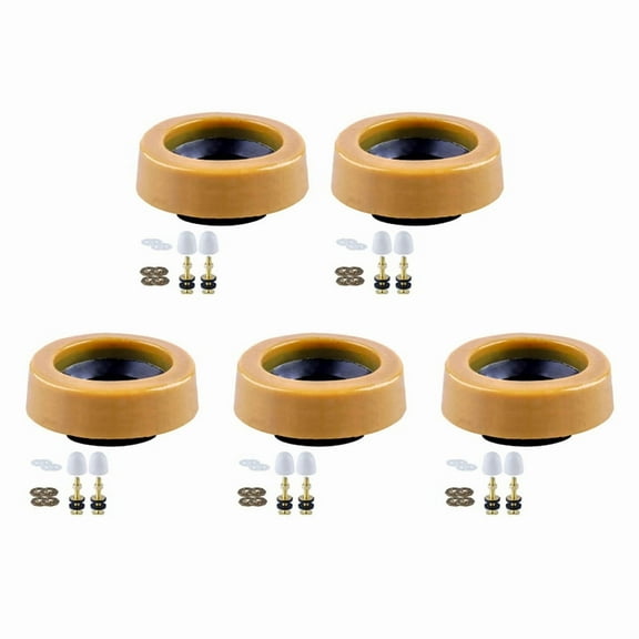 5X Toilet Wax Ring Kit for Floor Outlet Toilets New Install or Re-Seat Include Closet Bolts,Bolt Caps,Flange and Washers,5 x Toilet Wax Ring Kit,yellow-brown