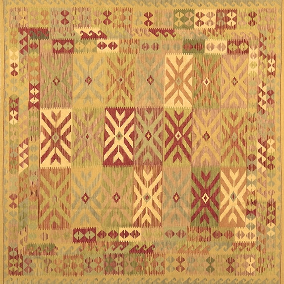 Ahgly Company Indoor Square Abstract Brown Contemporary Area Rugs, 5' Square