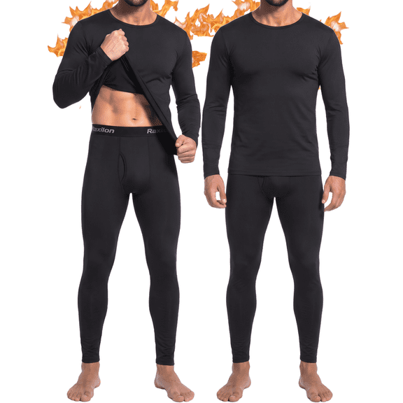2 Pack Thermal Underwear Long Johns for Men Fleece Lined Base Layer Tops and Bottoms Set Cold Weather Clothing Gear Winter Gift