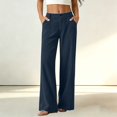 thumbnail image 2 of DHFJKG Wide Leg Pants For Women Corduroy Palazzo Workwear Elastic Waistband Long Pants Fall Clothes, 2 of 7
