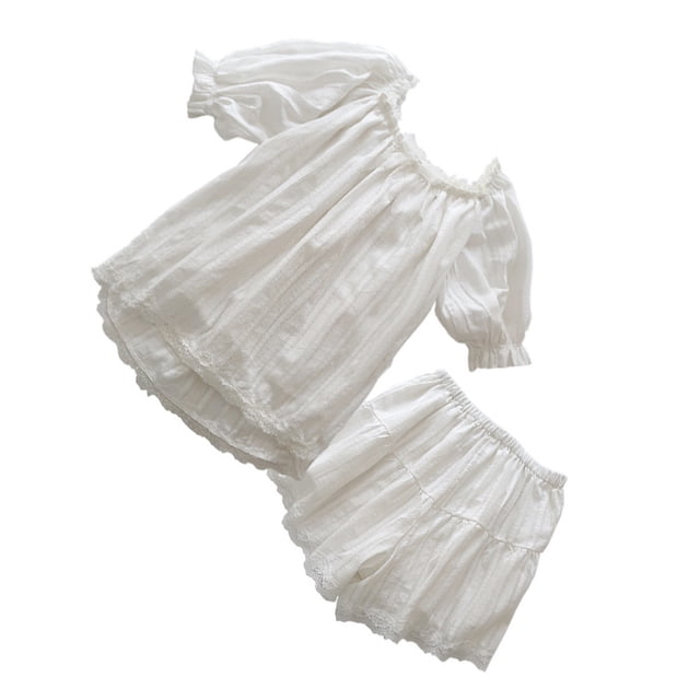 Guardurnaity Conjunto de ropa de dormir, pijama lavable para mujer, accesorios para el hogar de aspecto bonito, ropa de salón para niña, ropa para el hogar, Pijama Blanco/M Guardurnaity AP017051-02