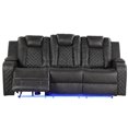 thumbnail image 4 of JERFIT Modern 3-Seater Power Reclining Sofa with LED Lights and USB Charging, Faux Leather, Black, 4 of 10