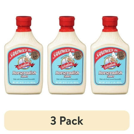 (3 pack) Woeber s Sandwich Pal Horseradish Sauce 16 oz Squeeze Bottle