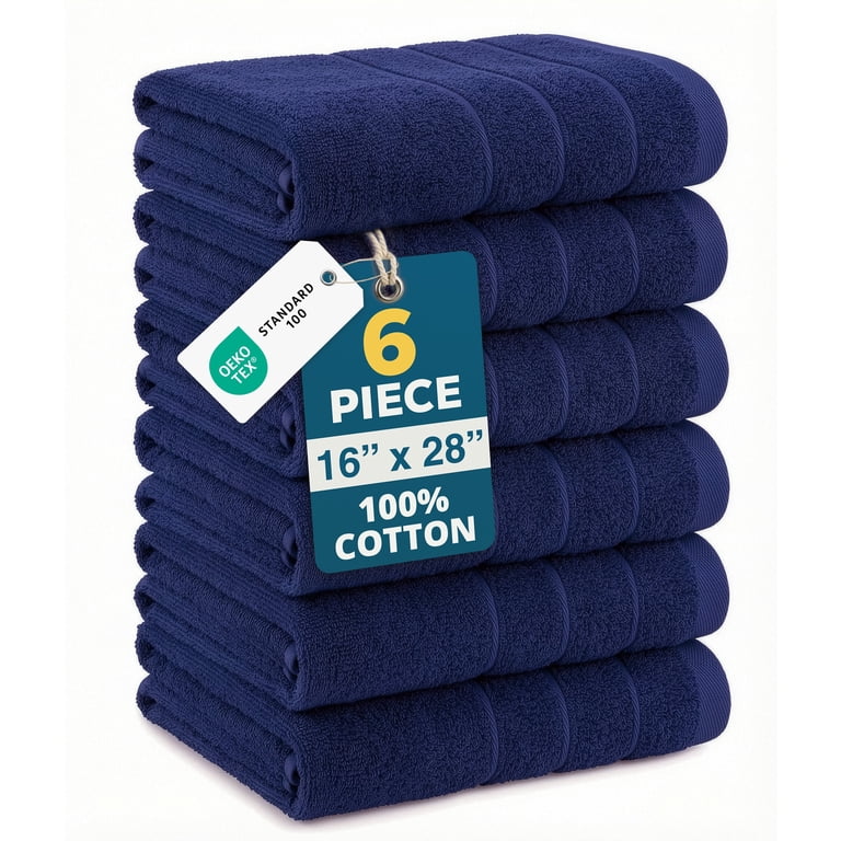 Casa Platino 6-Piece 100% Cotton Hand Towel Set Navy photo 1